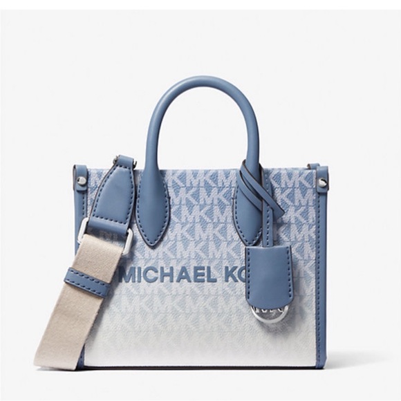 Michael Kors Mirella Extra-Small Ombré Logo Crossbody XBODY ShopperBag Denim NWT - Picture 5 of 16